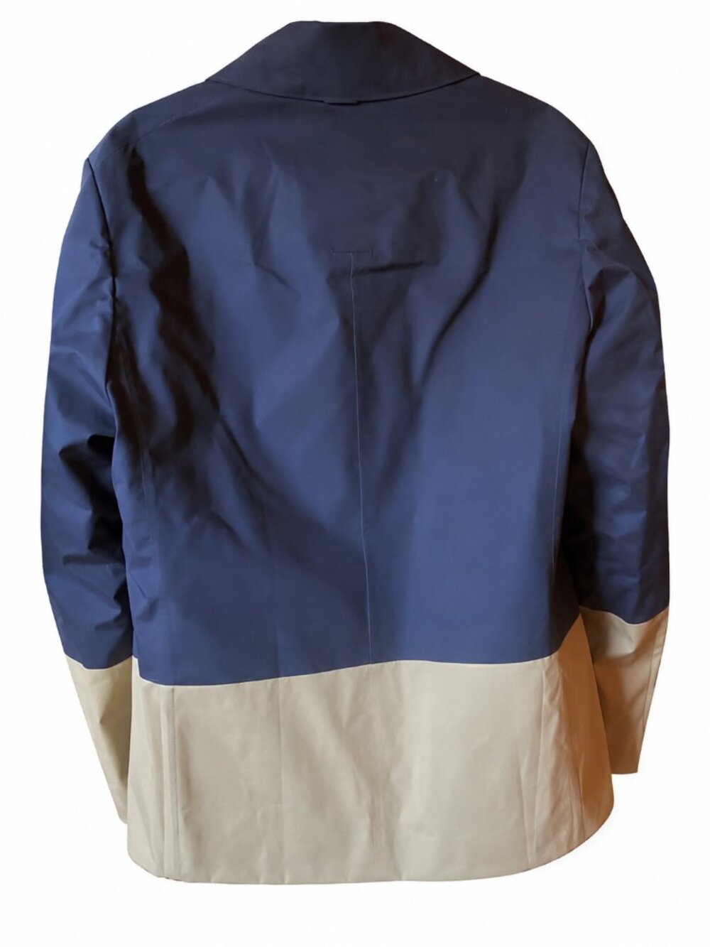 Colorblock Double-Breasted Cotton Jacket Coat Navy/Beige US Men's IT 50 - Picture 2 of 8